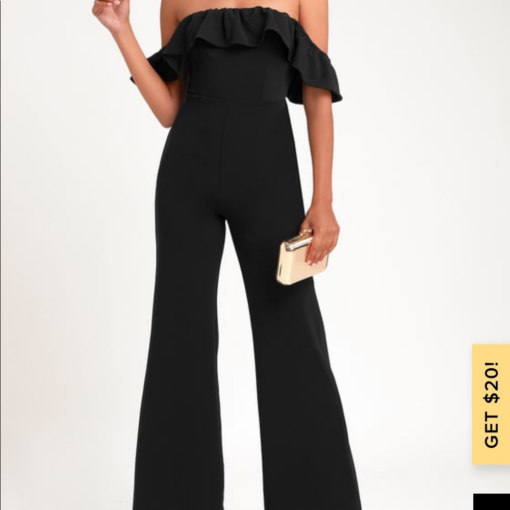 Black off the shoulder jumpsuit